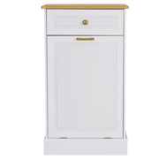Mueble de cocina para basura con frente abatible, encimera de madera y cajón organizador