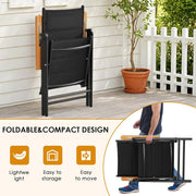 LIFERUN Silla de jardín con respaldo alto plegable, juego de 6 sillas de balcón de aluminio, reposabrazos de WPC, con respaldo y asiento acolchados, ajustable en 7 posiciones, hasta 120 kg, silla de comedor para exteriores, negro, 6 unidades