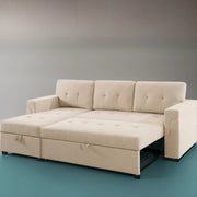 Sofá seccional reversible convertible con cama extraíble, chaise longue con almacenamiento oculto y patas duraderas
