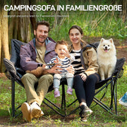 EVER ADVANCED Silla de camping plegable, 145 cm de ancho para 2 personas, sofá plegable con capacidad de 400 kg, sofá de camping acolchado grueso, silla plegable de 2 plazas, respaldo alto, extra ancha para exteriores, jardín, balcón e interiores