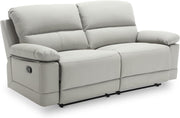 Mobilier-Deco Denys - Sofá de 2 plazas relax manual, piel sintética, gris claro