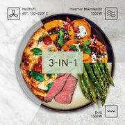 Panasonic NN-CT57JMGPG, horno microondas combinado compacto con plato giratorio, 27 litros, 1000 W, acero inoxidable, 29 programas automáticos, menú junior más saludable, plata