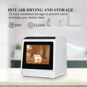YU YUSING Mini Lavavajillas Compacto 45cm, 4 Cubiertos, 5+1 Programas, Secado PTC, Con o Sin Toma de Agua, Lavavajillas Pequeño de Libre Instalación, Portátil, Depósito 5L, Pantalla LED, Blanco y Negro