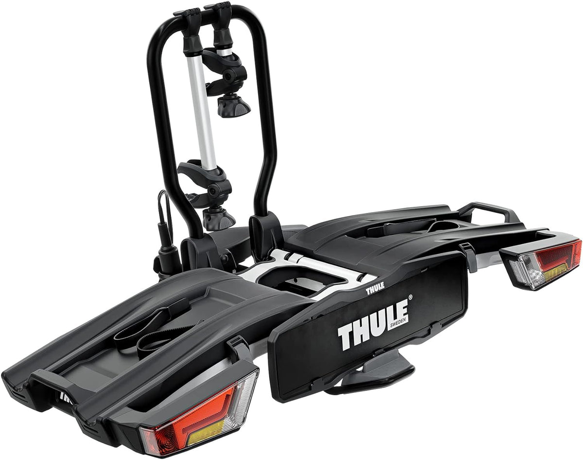 Portabicicletas Thule EasyFold XT, portabicicletas de bola de remolque negro/aluminio, 2 bicicletas