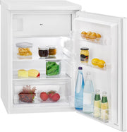 Refrigerador con congelador pequeño Bomann® | Refrigerador con 2 estantes | silencioso | con congelador de 4 estrellas | refrigerador pequeño con compartimento para frutas y verduras | bisagra de puerta reversible | KS 7251 blanco