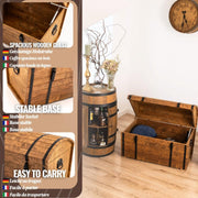 CREATIVE COOPER Baúl de madera 180L – Arcón de almacenamiento clásico en madera de aliso aceitada – Diseño vintage – Para salón, terraza y jardín – 80x50x50 cm
