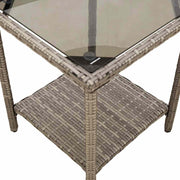 Sofá de jardín en forma de L vidaXL con mesa y cojines de ratán sintético gris, sofá de exterior, sofá para exteriores, sofá de jardín de ratán sintético, sofá de terraza