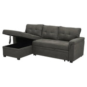 Sofá seccional reversible convertible con cama extraíble, chaise longue con almacenamiento oculto y patas duraderas