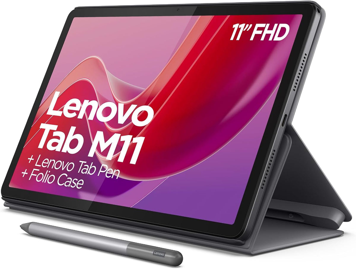 Tableta Lenovo Tab M11 11" MediaTek Helio G88, 8 GB de RAM, 128 GB, ampliable hasta 1 TB, 4 altavoces, Wi-Fi, Bluetooth, Android 13, gris luna, funda y tableta incluidas