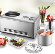 Máquina de helados Unold 48876 Nobile - acero inoxidable, 180 vatios, 2 litros, compresor de autorrefrigeración totalmente automático, pantalla LCD