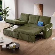Sofá cama Dyonery 81, sofá seccional en forma de L, sofá extraíble con respaldo reclinable, puertos USB