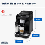 Cafetera superautomática De'Longhi Magnifica Evo ECAM 292.81.B con sistema de leche LatteCrema, 7 botones de selección directa para capuchino, espresso y otras especialidades de café, función de 2 tazas, negra
