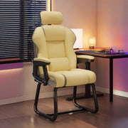 Silla ejecutiva ergonómica de cuero con respaldo alto color amarillo