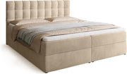 Cama boxspring BROMARKT con colchón Bonell y arcón, cama de matrimonio con topper 180x200cm, grado de firmeza H3, cama para dormitorio con cabecero tapizado, Detroit beige
