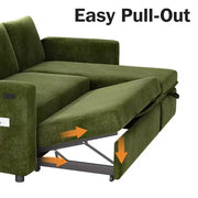 Sofá cama seccional Dyonery de 81", sofá cama en forma de L con chaise longue de almacenamiento reversible, USB, respaldo reclinable