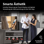 Vinoteca Haier SERIE 5 HWS79GDG I Bodega climatizada para 79 botellas I Nueva tecnología para un almacenamiento óptimo I Vinoteca de 2 zonas, puerta de cristal UV y 5 estantes de madera I Vinoteca de baja vibración