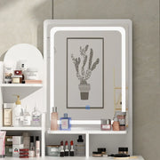 Mesa Tocador de Maquillaje con Luz LED, Espejo y Taburete