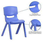 Paquete de 10 sillas escolares apilables de plástico de Flash Furniture con altura de asiento de 13.25 pulgadas