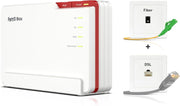 FRITZ!Box 5690 Pro (Router Wi-Fi 7 Premium DSL y de fibra óptica con tribanda (2,4 GHz, 5 GHz, 6 GHz) de hasta 18,5 Gbit/s, para conexiones de fibra óptica y DSL, red Wi-Fi Mesh, base DECT, versión en alemán)