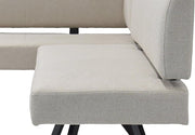 Banco esquinero byLIVING Toronto, tapizado en color topo, estructura en negro, forma en L con lado largo a la derecha, muelles ensacados, banco de cocina, banco de comedor, medidas: An 182, Al 85, Pr 128 cm