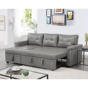 Sofá seccional reversible convertible con cama extraíble, chaise longue con almacenamiento oculto y patas duraderas
