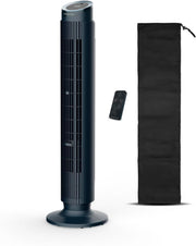 Ventilador de torre Rowenta Eole Silence Force, potente, modo silencioso, 12 velocidades, 5 modos automáticos, temporizador, oscilación de 60-90°, mando a distancia, cubierta antipolvo, azul, VU7050F0