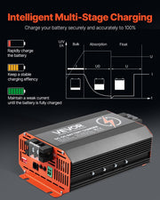 VEVOR Cargador de batería CC a CC 12 V 60 A 750 W para baterías de plomo-ácido, litio, AGM, GEL, fácil de instalar, cargador inteligente multietapa para automóviles, vehículos recreativos, camiones, barcos