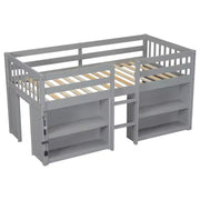 Cama alta infantil individual Whisen de 79.8"L x 43.9"An con estantes de dos niveles y luz LED