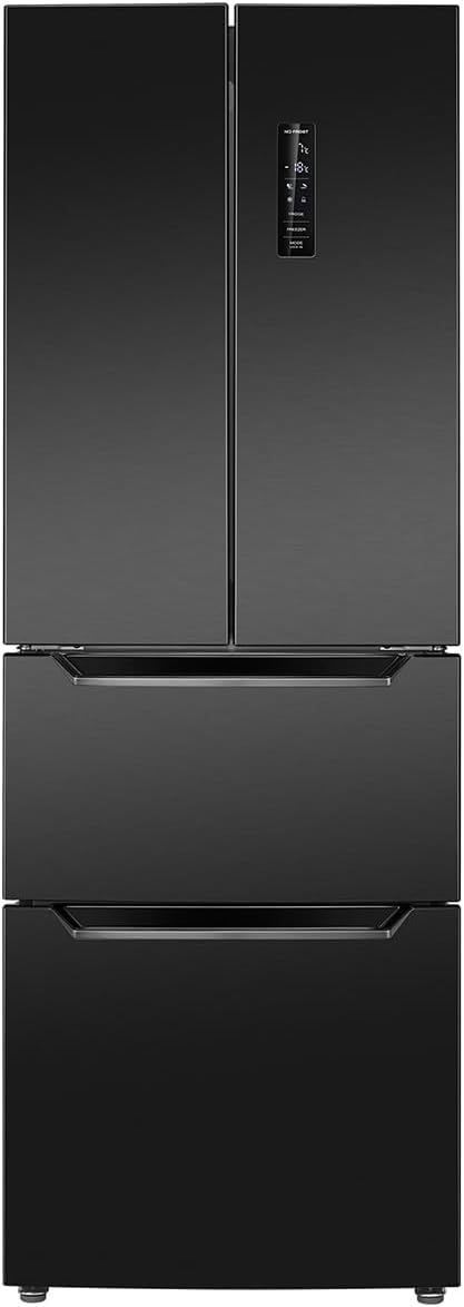 Frigorífico con congelador Bomann® | Congelador No-Frost | Frigorífico de 186 cm | 39 dB | Frigorífico combi con MultiAirflow | 320 L | Frigorífico combi No-Frost | KG 7361 negro-inox
