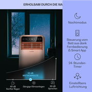 Aire acondicionado portátil Klarstein con manguera de escape, unidad 4 en 1 con ventilador, deshumidificador y modo nocturno, aire acondicionado pequeño y portátil para el hogar y la oficina, bajo consumo, 9000 BTU