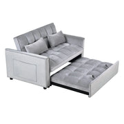 Sofá cama extraíble moderno, sofá cama 3 en 1 con respaldo ajustable, sofá biplaza de terciopelo, almohadas y bolsillos laterales