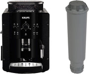 Cafetera espresso superautomática Krups Arabica Picto, boquilla de espuma de leche, función de 2 tazas, mando giratorio, limpieza fácil, cafetera, negra, EA810870