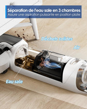 Aspiradora y fregadora Tineco Floor One Stretch S6, potente aspiradora en seco y húmedo inteligente, diseño plano de 180°, limpieza de bordes dual, autolimpieza Flashdry a 70℃ en 5 min, 40 min de autonomía