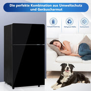 Refrigerador con congelador Merax, combinación frigorífico-congelador, frigorífico pequeño con 51L y congelador de 21L, silencioso, LED, estantes de vidrio, cajón para verduras, estantes en la puerta, para cocina, sala de estar, oficina, negro