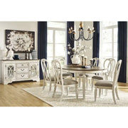 Paquete de comedor de 8 piezas Realyn en blanco/marrón de Signature Design by Ashley