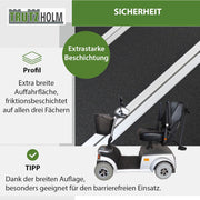 Rampa de carga de aluminio DREIBREIT by TRUTZHOLM, 215 cm, plegable en 2 secciones, capacidad de carga 1020 kg, revestimiento gris/negro, rampa de acceso
