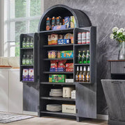 Despensa de cocina alta arqueada de 71", armario de almacenamiento moderno con 3 estantes ajustables, 6 estantes en la puerta, para cocina, sala de estar