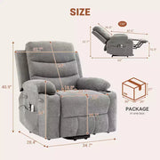 Sillón reclinable elevador eléctrico, reclinables eléctricos para ancianos con calor y masaje, asistencia para levantarse con portavasos, bolsillo lateral, para sala de estar