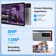 Tablette 3K de 13 pulgadas con Android 15, 36GB RAM, 512GB ROM (extensión 2TB), 4G LTE丨5G WiFi, 2940*1840 UHD, 11580mAh, G99 2.2GHz, 13MP+8MP, tableta táctil con teclado丨GPS丨4 altavoces (Gris)