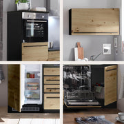 Stella Trading Jazz 6 Cocina moderna sin electrodomésticos, Antracita, Aspecto roble Artisan - Cocina integrada espaciosa con mucho espacio de almacenamiento - 260 x 200 x 60 cm An/Al/Pr