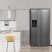 Midea KS-DDX 6.32 WT Frigorífico americano / 178,8 cm de altura / 254 kWh/año / No Frost / Compresor Dual Inverter / con dispensador de agua/hielo 3 en 1 y depósito de agua, Dark Inox