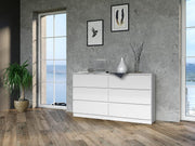 Cómoda CDF de 6 cajones, cómoda de dormitorio blanca, mueble armario de almacenamiento espacioso para salón u oficina, diseño moderno y espacioso, fácil de instalar, 40x75x138 cm, mueble para ropa