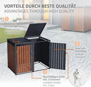 Cubre contenedores ML-Design de 3 unidades para 240L, cerramiento para 3 cubos de basura, caseta resistente a la intemperie, estructura de acero, contenedor con tapa, puerta con cerradura, 200x80x116,3 cm, color antracita efecto óxido
