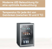 Frigorífico para botellas SEVERIN, con cerradura integrada e iluminación LED integrada, 118 L de capacidad útil, negro/plata, FSK 8840