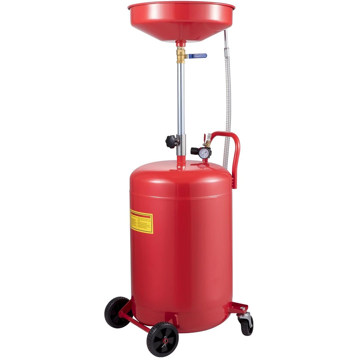 VEVOR Depósito de drenaje de aceite usado de 80 L, recipiente de drenaje de aceite portátil, drenaje de transferencia de fluido de combustible, altura de embudo ajustable, con válvula de regulación de presión