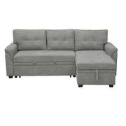 Sofá seccional reversible convertible con cama extraíble, chaise longue con almacenamiento oculto y patas duraderas
