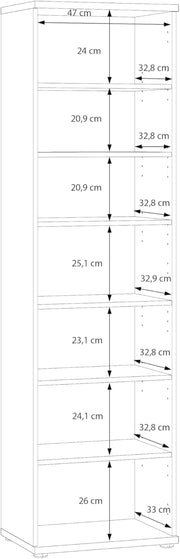 FORTE NET106 Armario 50, zapatero, armario ropero, trastero, armario de puertas batientes, 1 puerta con estantes, espejo, acabado de madera: roble artesano, 50 cm de ancho x 180 cm de alto x 35 cm de fondo
