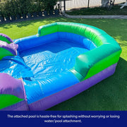 Tobogán acuático inflable de grado comercial de 16' HeroKiddo 2025 con piscina adyacente para niños y adultos (incluye soplador), uso húmedo y seco, diversión de verano