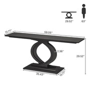 Mesa consola de 59 pulgadas para entrada, mesas de sofá blancas estilo rústico para sala de estar