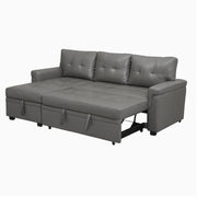 Sofá seccional reversible convertible con cama extraíble, chaise longue con almacenamiento oculto y patas duraderas